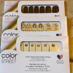 Color Street Halloween Nail Strips, Christmas, a black glitter